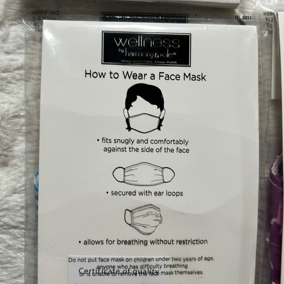 Face mask lot of 4 (3 pack) CVS Wellness Children girl fabric mask ages 5-8 NEW - Picture 4 of 8